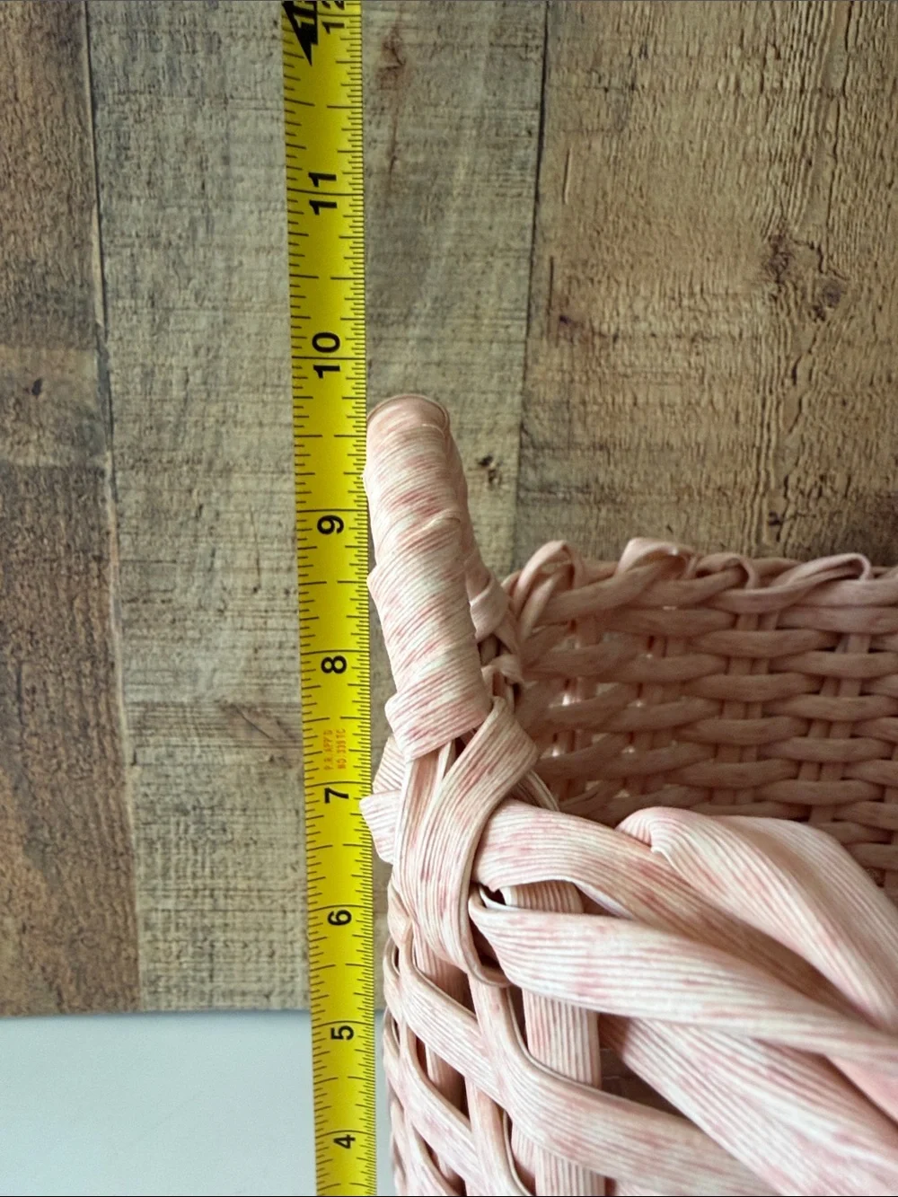 Large Pink Woven Storage Basket with Handles